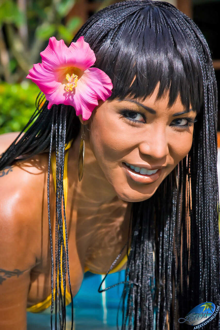 Exotic Areeya Swims in Her One-Piece while Masturbating with a Giant Shemale Cock. - Areeya