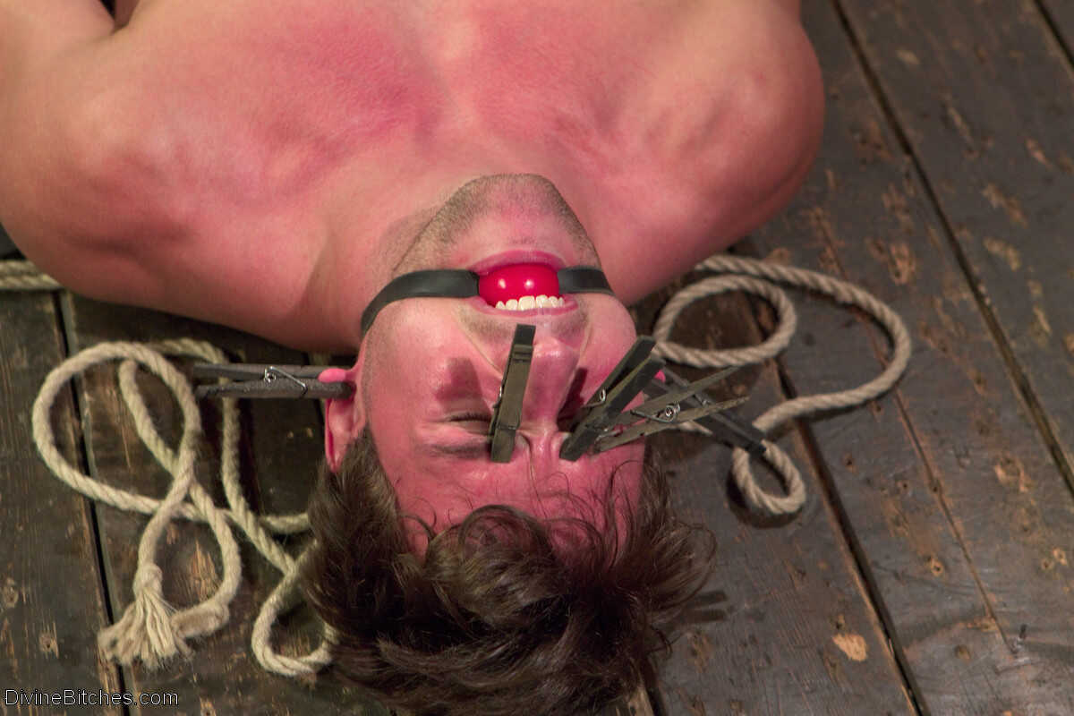 Blonde Domme in Latex Skirt Takes Down a Rope-Bound Slave - Aiden Starr, Jason Brown, Scott Harbor