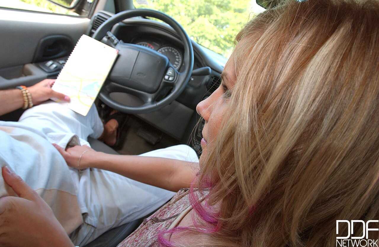 Blonde hitchhiker Tiffany Rousso sucks and fucks the driver's load for a wild ride - Tiffany Rousso