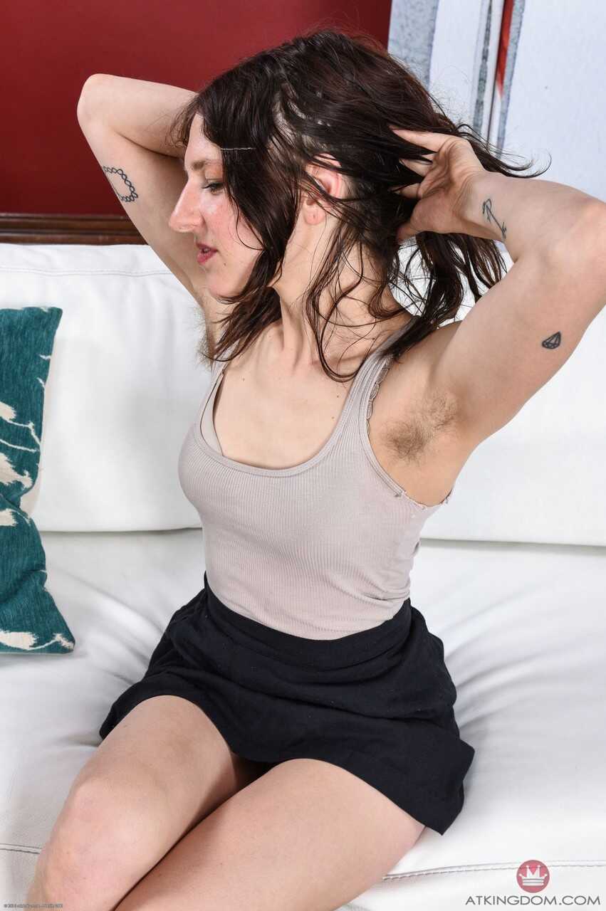 Hairy hippie Rose Vermillion flaunts her unshaved armpits & furry holes in a skinny-ass spreading session - Rose Vermi...