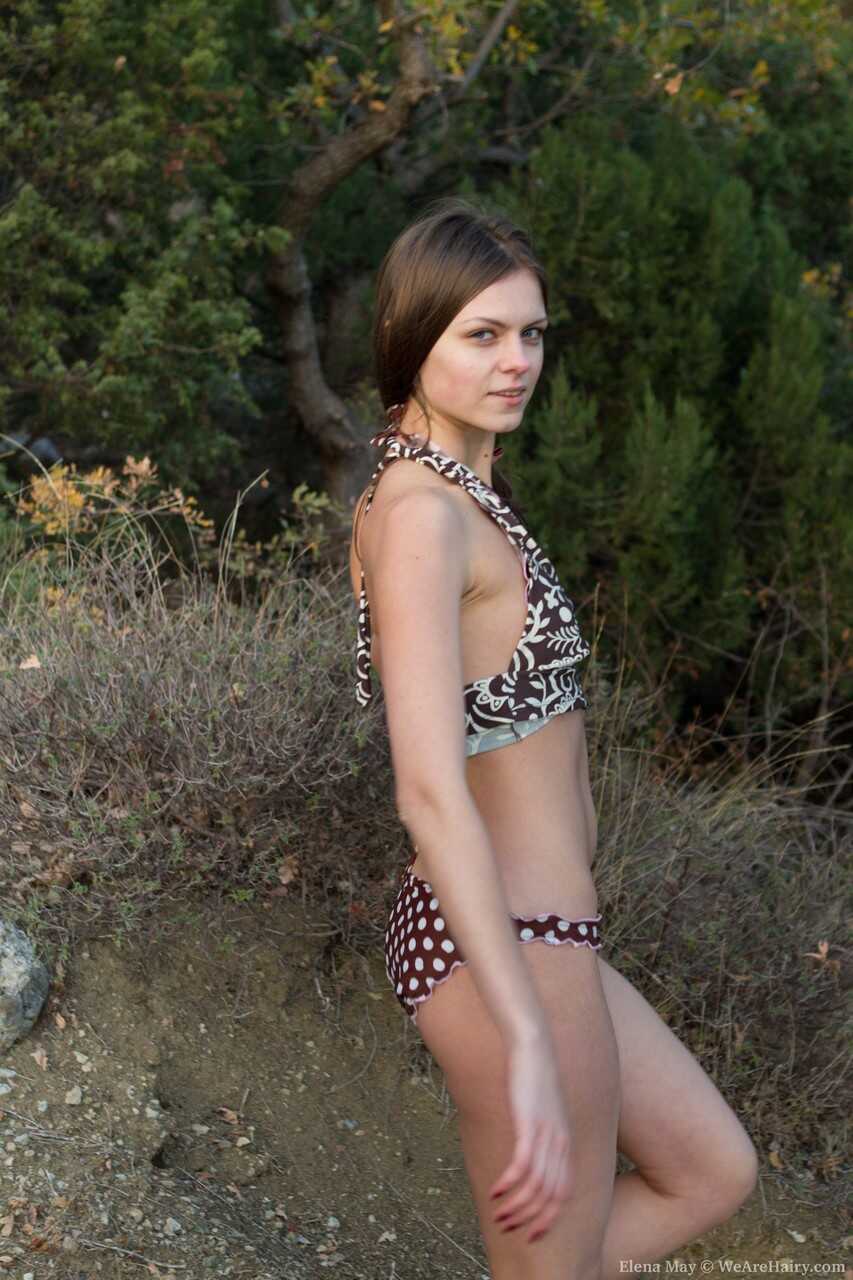 Skinny teen Elena May doffs her bikini and flaunts her hairy muff, Hot Naked Women in Ukraine - Elena May