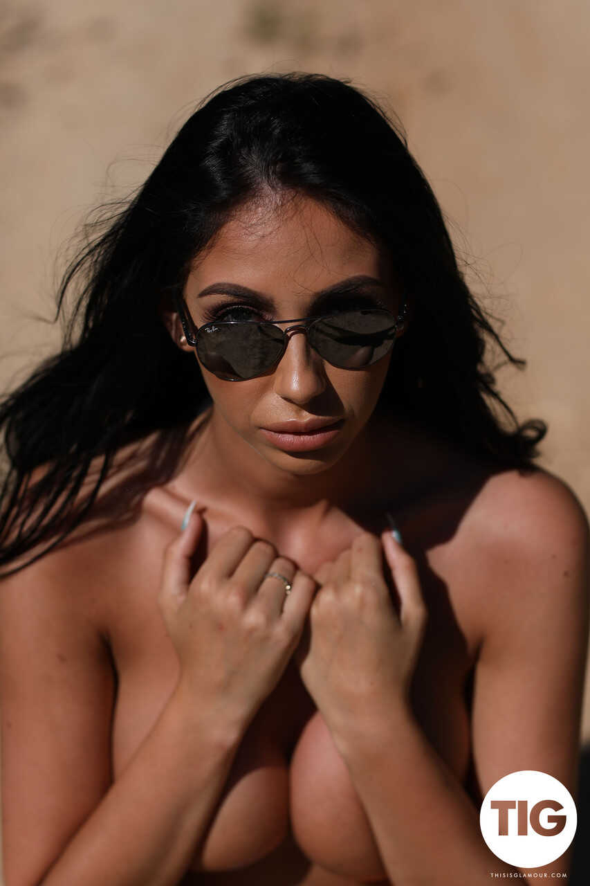 British babe Anya Leigh's big tits tease in a skin-tight bodysuit outdoors! - Anya Leigh