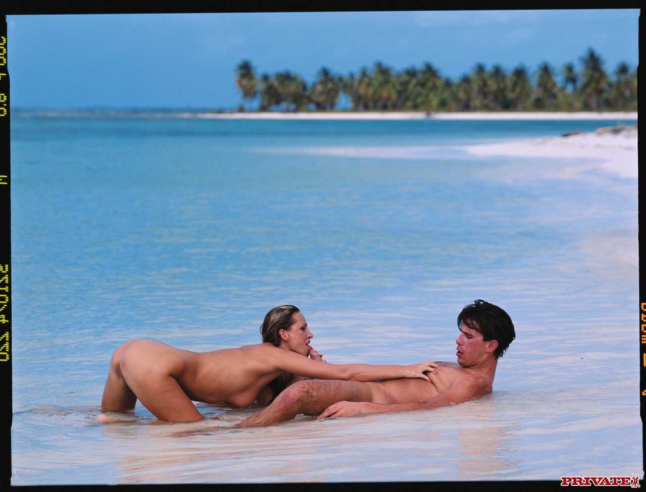 Mature Hungarian slut Mandy Bright fucks passionately on the sandy beach with her tall anal partner - Mandy Bright