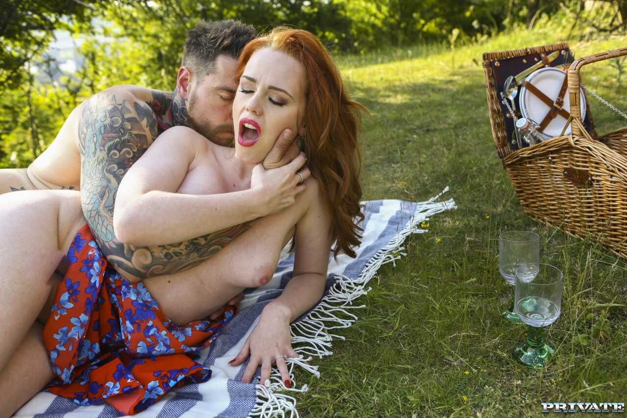 Insatiable Ella Hughes gives head & gets her pierced cunt banged at the picnic - Ella Hughes