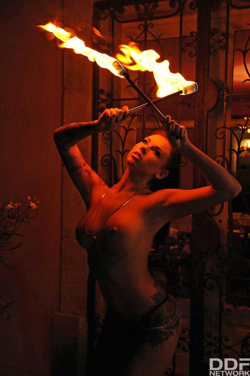 The Fire Queen's Bare-Breasted Bondage Bonanza: A Fetishistic Femdom Fiesta Outdoors - Daniela
