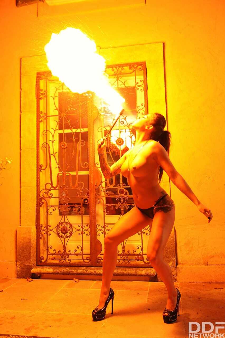 The Fire Queen's Bare-Breasted Bondage Bonanza: A Fetishistic Femdom Fiesta Outdoors - Daniela