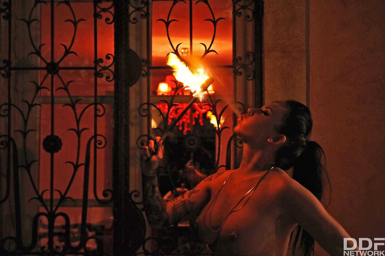 The Fire Queen's Bare-Breasted Bondage Bonanza: A Fetishistic Femdom Fiesta Outdoors - Daniela