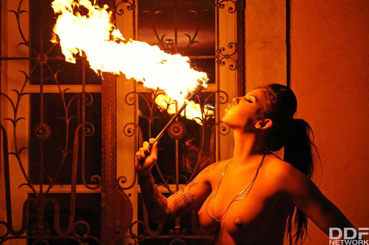 The Fire Queen's Bare-Breasted Bondage Bonanza: A Fetishistic Femdom Fiesta Outdoors - Daniela