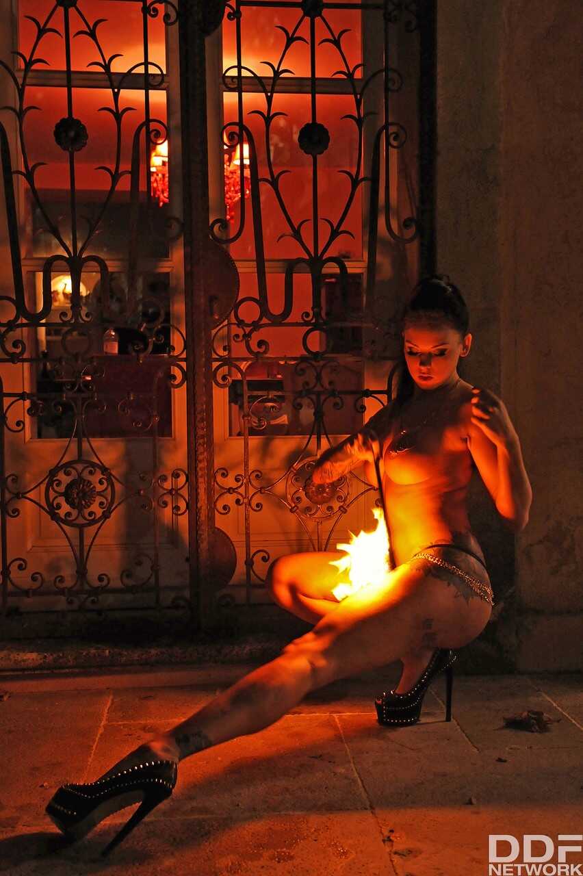 The Fire Queen's Bare-Breasted Bondage Bonanza: A Fetishistic Femdom Fiesta Outdoors - Daniela
