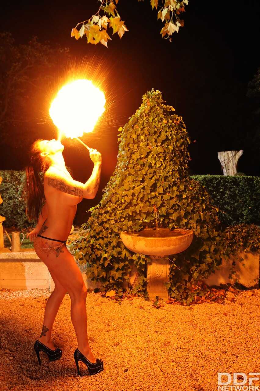 The Fire Queen's Bare-Breasted Bondage Bonanza: A Fetishistic Femdom Fiesta Outdoors - Daniela