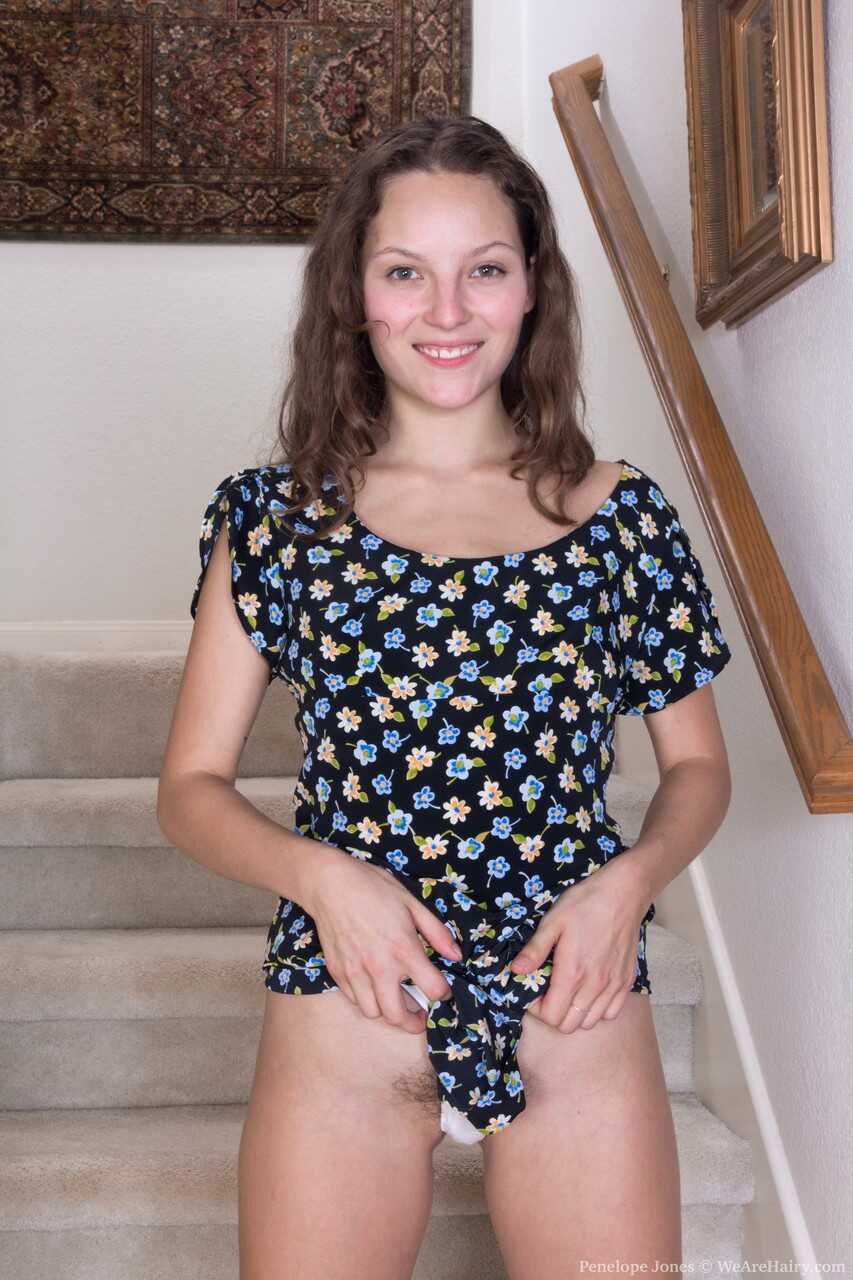 One Night with Penelope Jones: A Brunette's Hairy Twat Exposed in White Panties and Sneakers - Penelope Jones