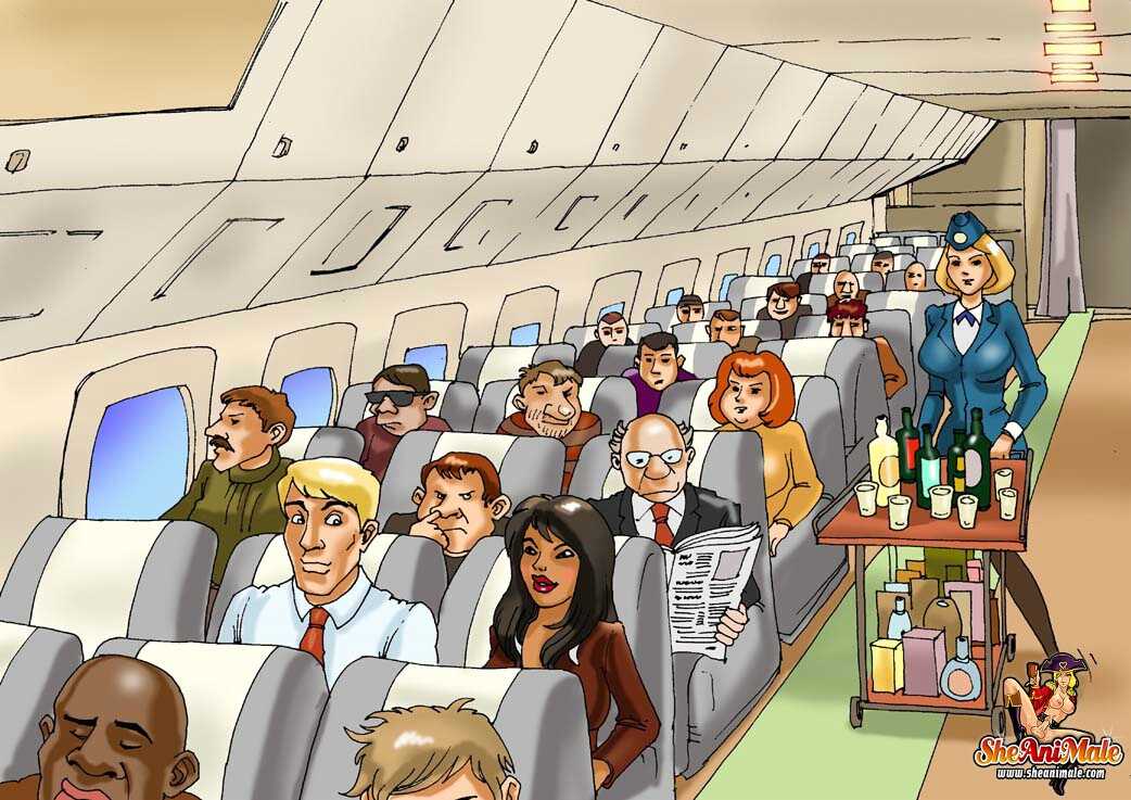 In Flight Shemale Cartoon Orgy: Anime Man Fucks Multiple Hung Shemales Until They All Ejaculate Together!