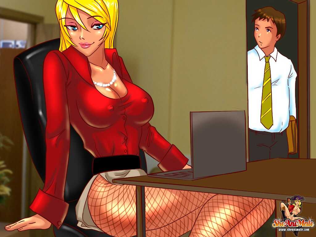 Office Orgy: Boss's Secret Shemale Identity Exposed as She Seduces Subordinate for Steamy Anal Sex! - 