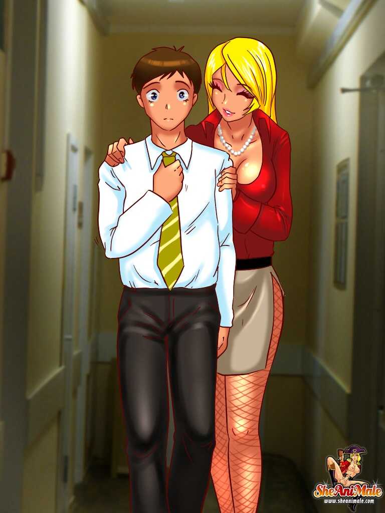 Office Orgy: Boss's Secret Shemale Identity Exposed as She Seduces Subordinate for Steamy Anal Sex! - 