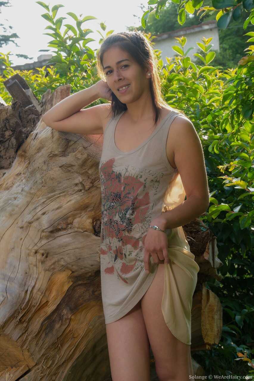 Solange's French Hairy Brunette Pussy Exposed in the Park for your Viewing Pleasure - Solange