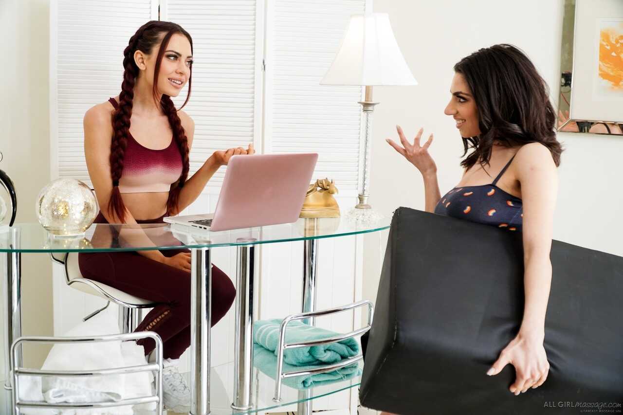 Lesbians Darcie and Sabina enjoy sweet pussy licking and scissoring during a lesbian massage - Darcie Dolce, Sabina Rouge