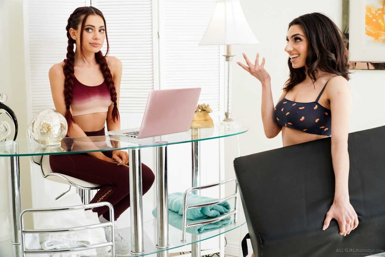Lesbians Darcie and Sabina enjoy sweet pussy licking and scissoring during a lesbian massage - Darcie Dolce, Sabina Rouge