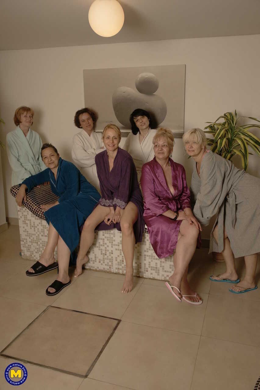 Mature amateurs shower naked at the spa and enjoy the sauna in their bikinis while indulging in lesbian pleasures with eac...