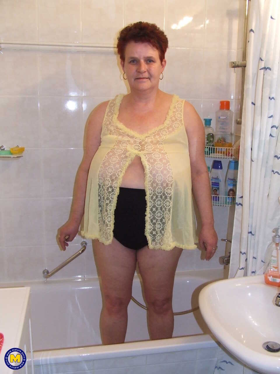 Saggy Breasts & Hairy Pussy: A Chubby Housewife's Self-Pleasure Session in the Bathroom - Ingeborg