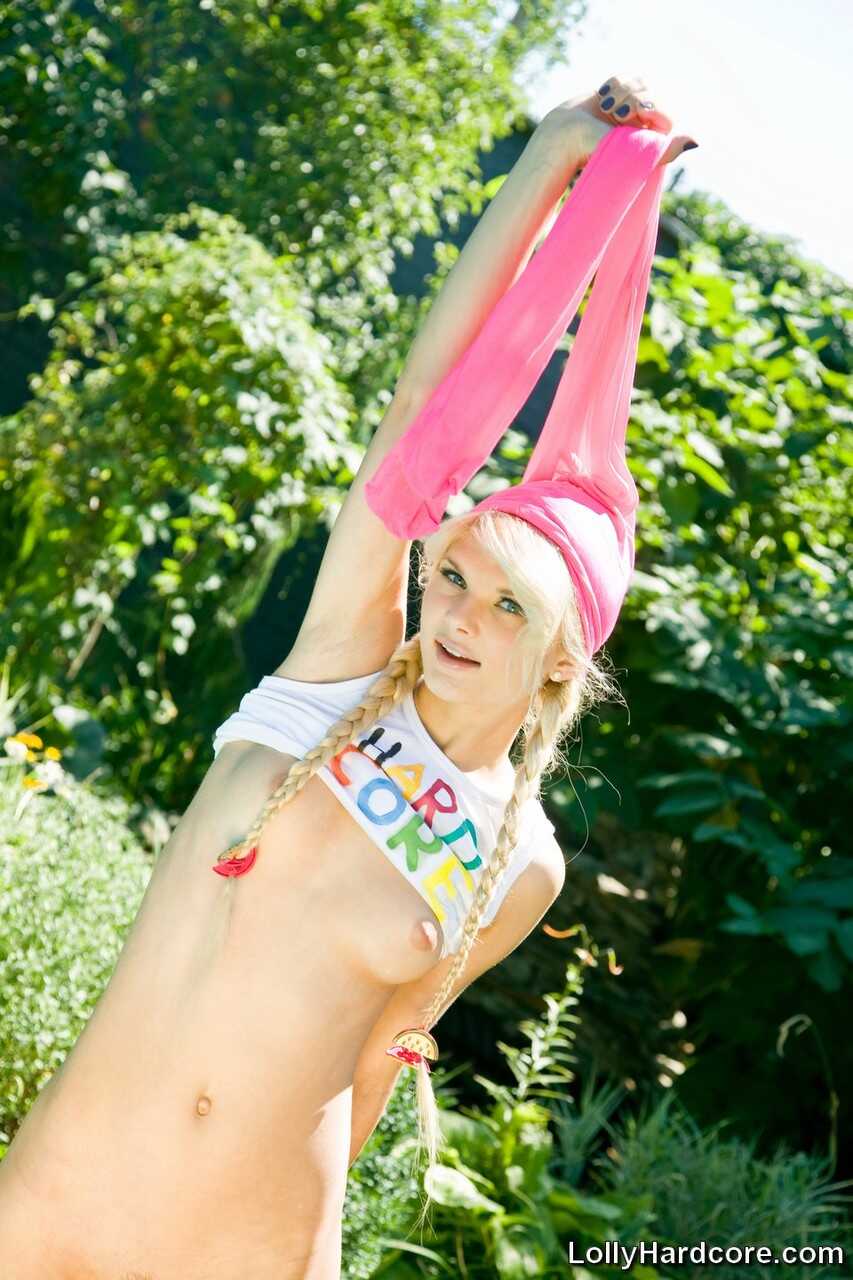 Outdoor Exposure Small Titted Blonde Babe Shows Off Her Puffy Nipples in Thin Body - 