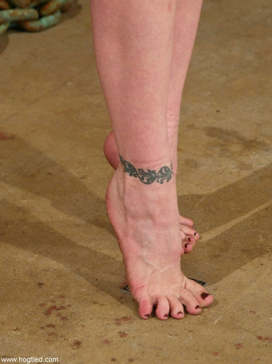 Bound and Foot Worship: Hogtied Shade Paine's Saggy Tits and Skinny Feet - Shade Paine