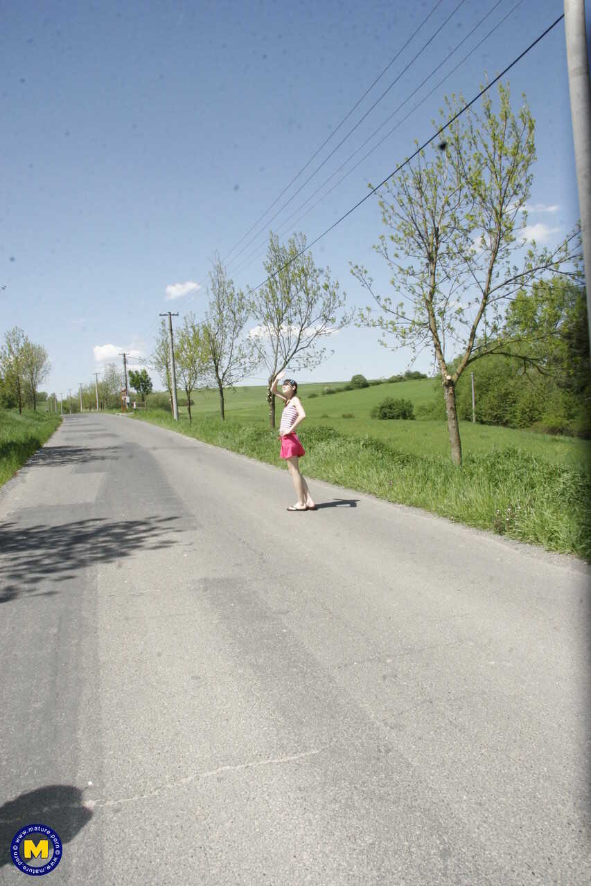 The Dirty Roadside Rendezvous: Valeria's Small Tits Get Banged by a Stranger Outdoors - Valeria