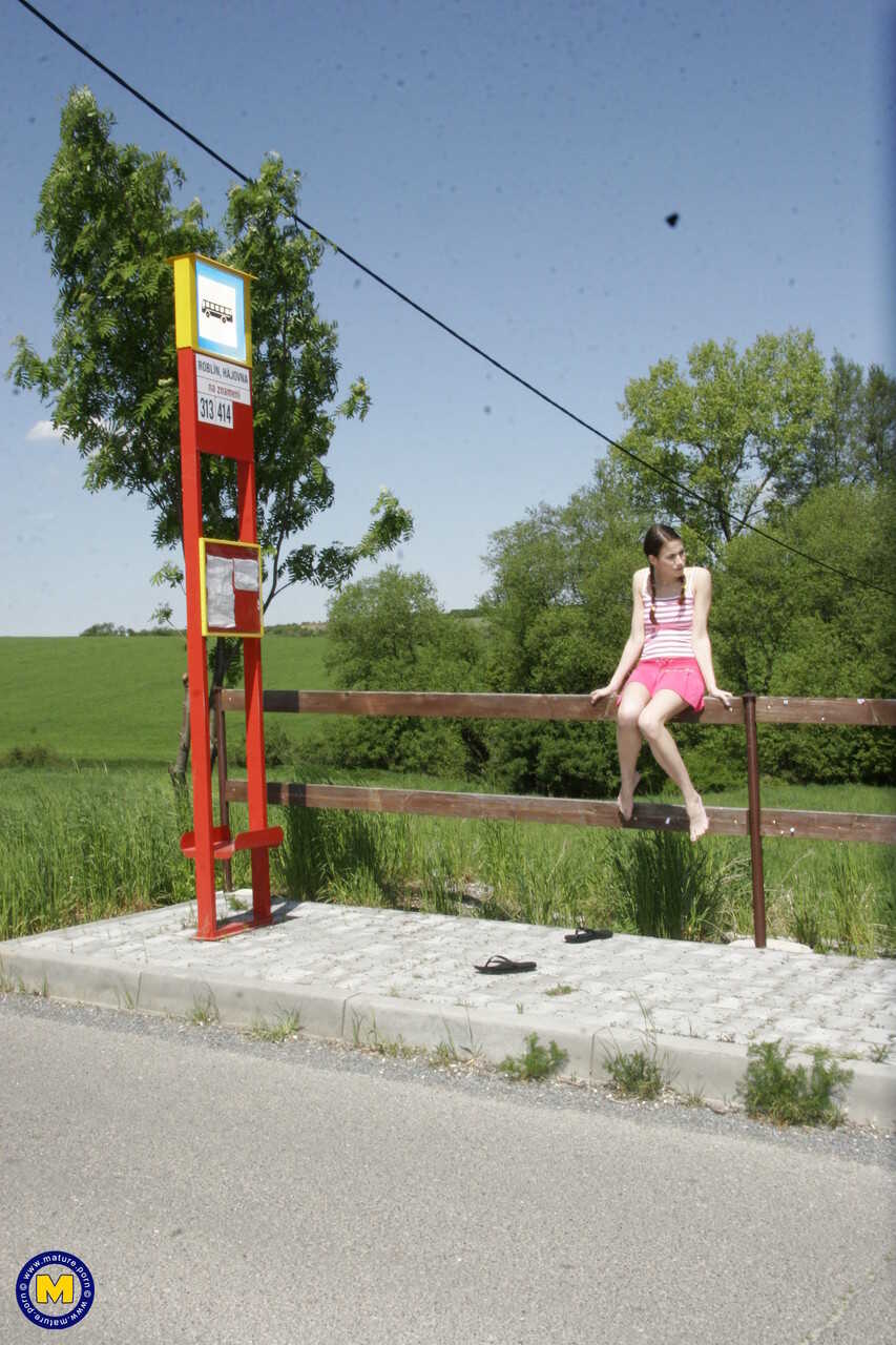 The Dirty Roadside Rendezvous: Valeria's Small Tits Get Banged by a Stranger Outdoors - Valeria
