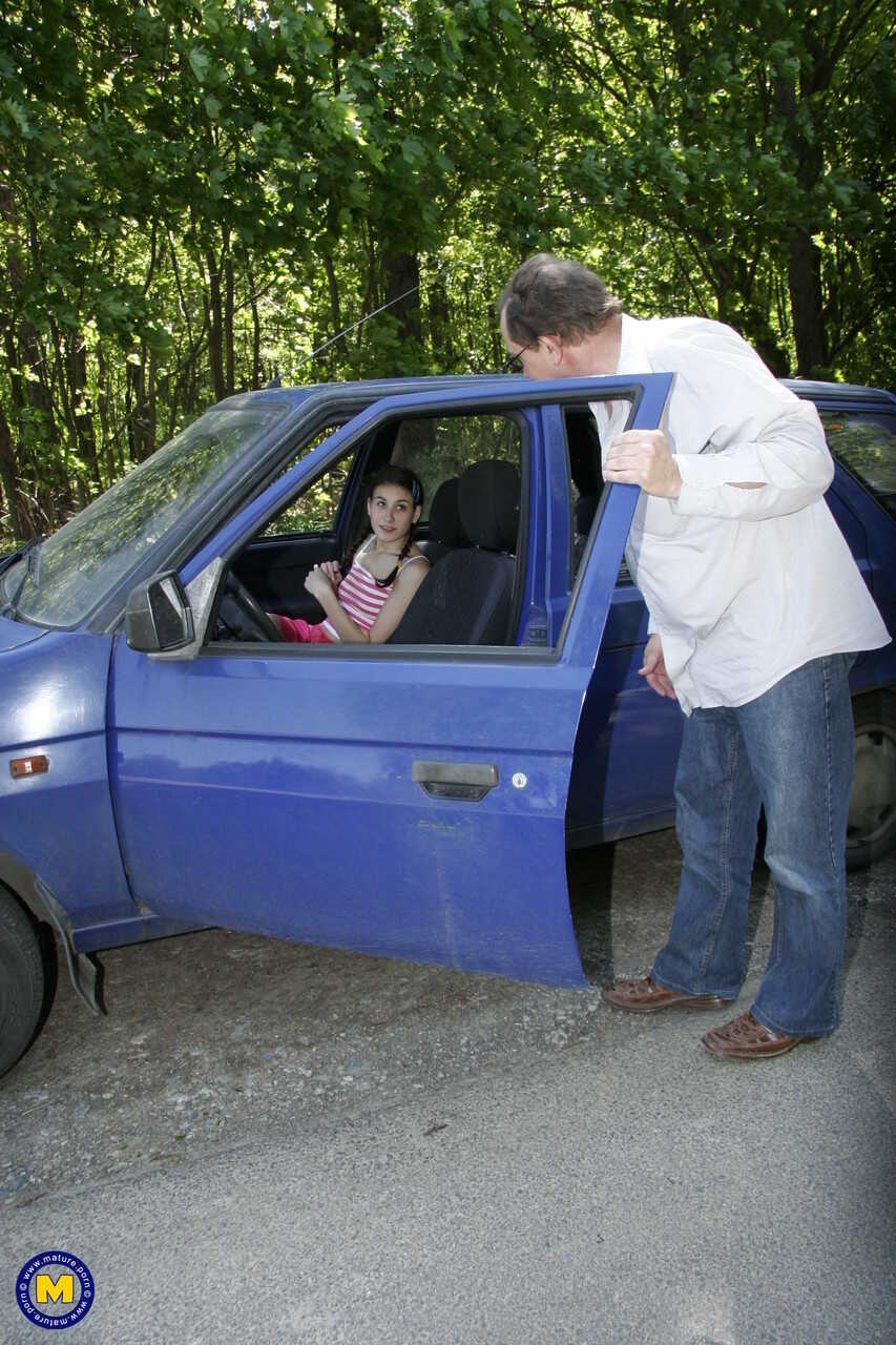 The Dirty Roadside Rendezvous: Valeria's Small Tits Get Banged by a Stranger Outdoors - Valeria