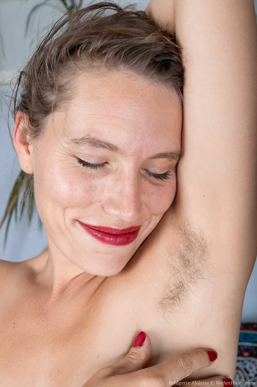 Bridgette Aleister's Amateur Wife with Red Lipstick Fingers Her Bushy Twat in a Close-Up Mature Pussy Masturbation Se...