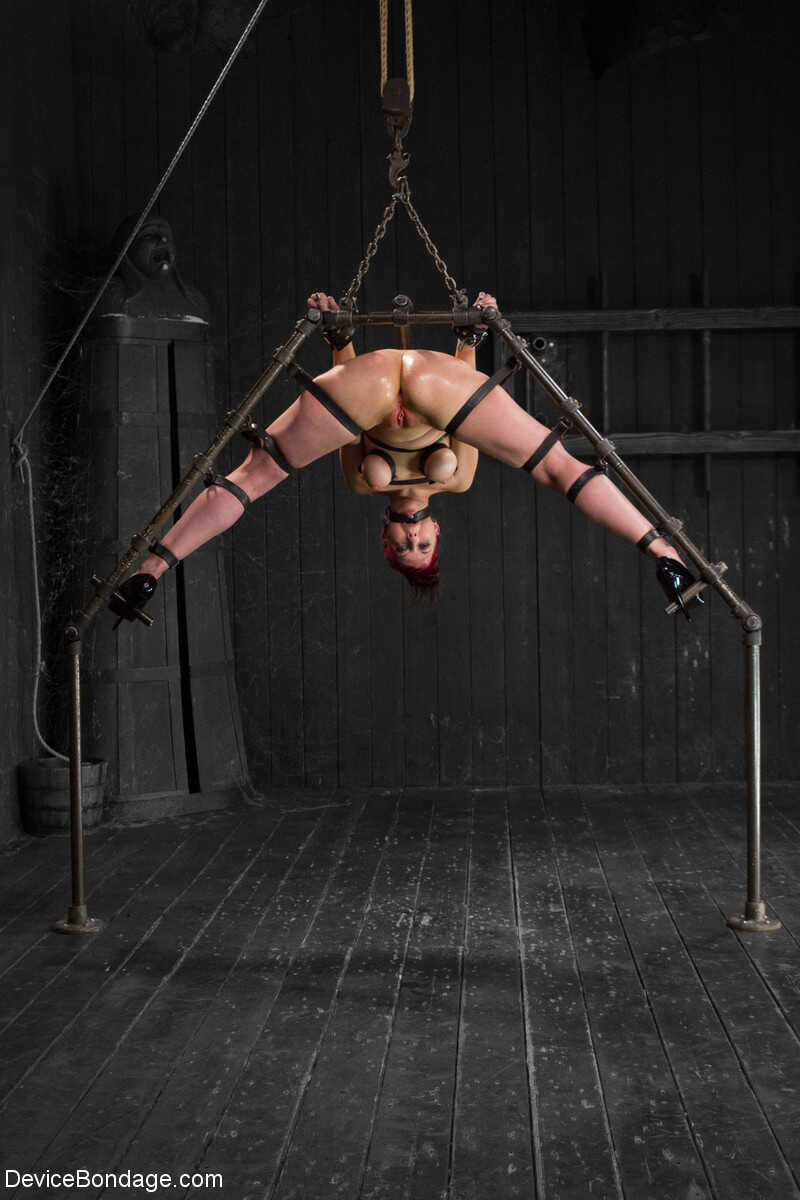 Redhead Mistress Nerine Mechanique Gets Pounded by a Tooled Up Dildo While Hanging From The Ceiling - Nerine Mechanique