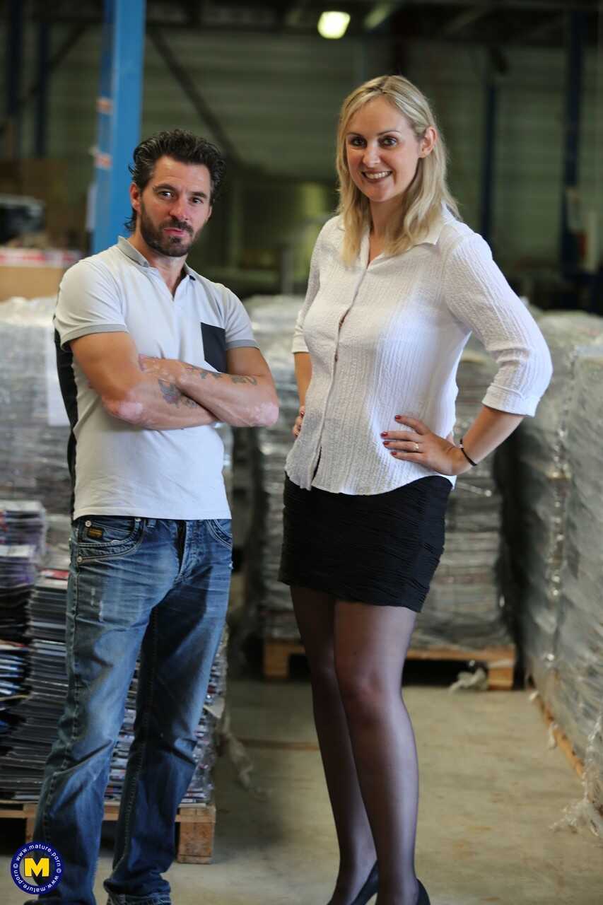 Tall boss Melany Paris gets double fisted & double penetrated by her two eager employees in the warehouse - Melany Par...
