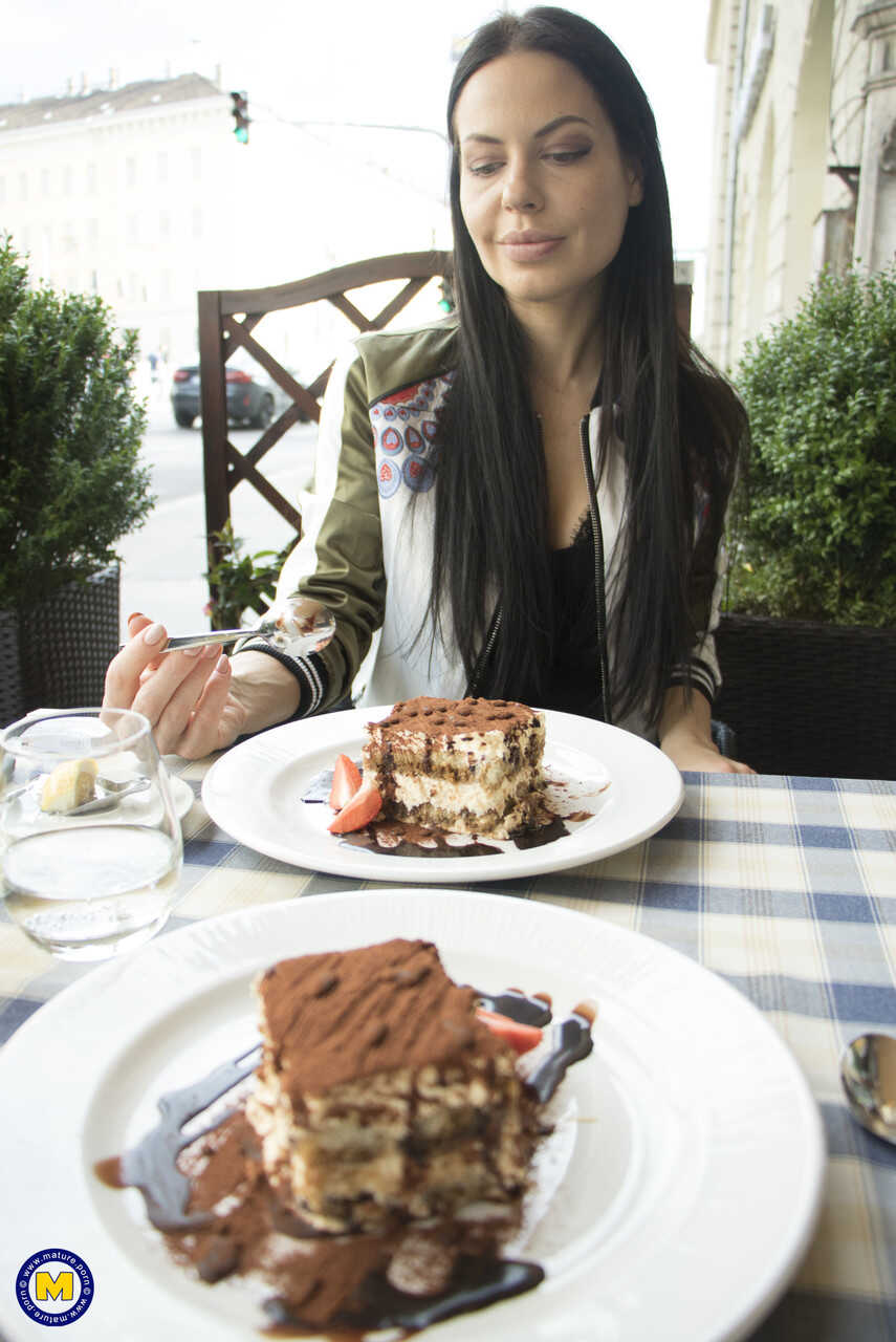 Sexy Brunette MILF Cake Eater Gets Filled Up At The Restaurant - Allatra Hot