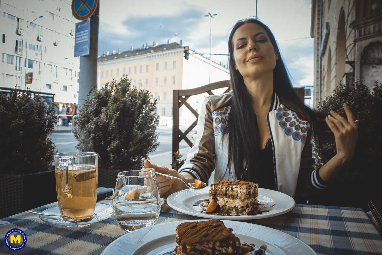 Sexy Brunette MILF Cake Eater Gets Filled Up At The Restaurant - Allatra Hot