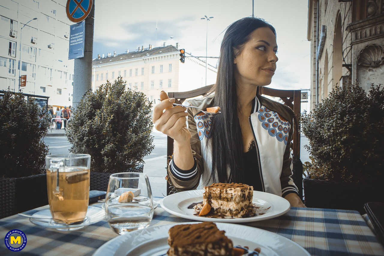 Sexy Brunette MILF Cake Eater Gets Filled Up At The Restaurant - Allatra Hot