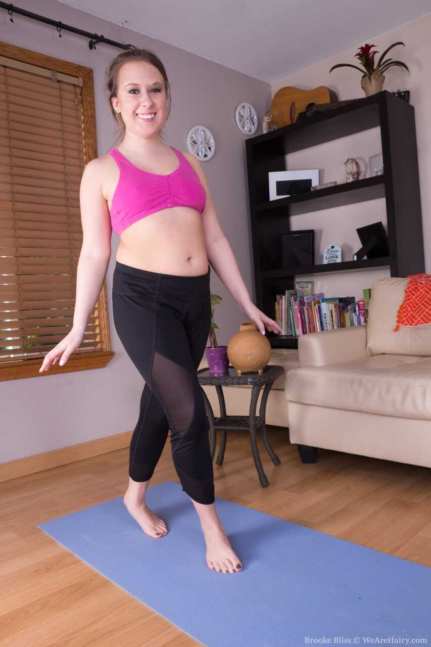 Brooke Bliss Teen Yoga Strips and Touches Herself in Tight Yoga Pants - Amateur Yoga Pants, Leggings