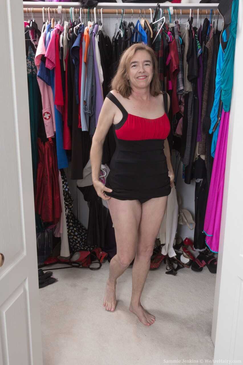 Hairy Mom Sammie Jenkins Gets Nasty in the Closet for her Sexual Cravings - Sammie Jenkins