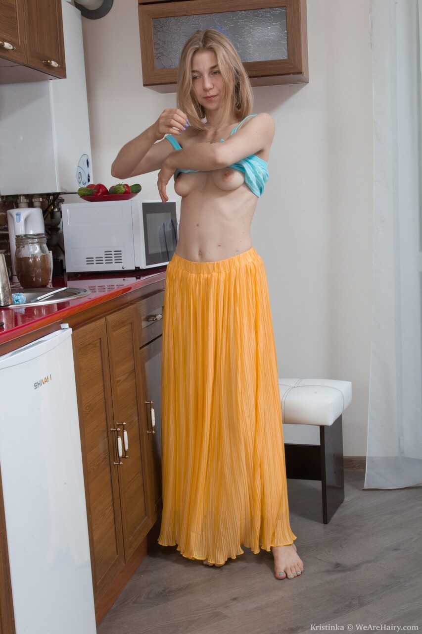 Hairy Ukrainian Naughtiness with Kristinka: A Twat Rubbing Kitchen Fantasy - Kristinka