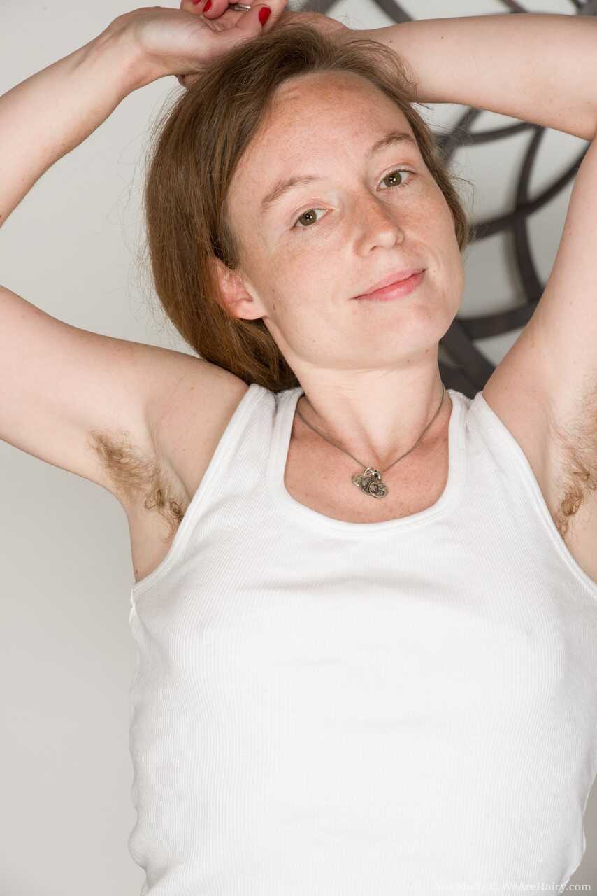 Cutie with Natural Breasts Ana Molly Shows Off Her Hairy Armpits and Rubs Her Twat - Ana Molly