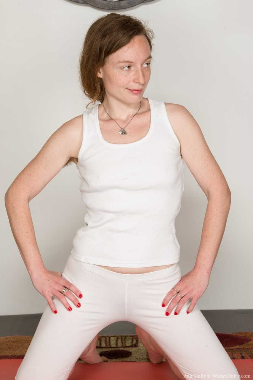 Cutie with Natural Breasts Ana Molly Shows Off Her Hairy Armpits and Rubs Her Twat - Ana Molly