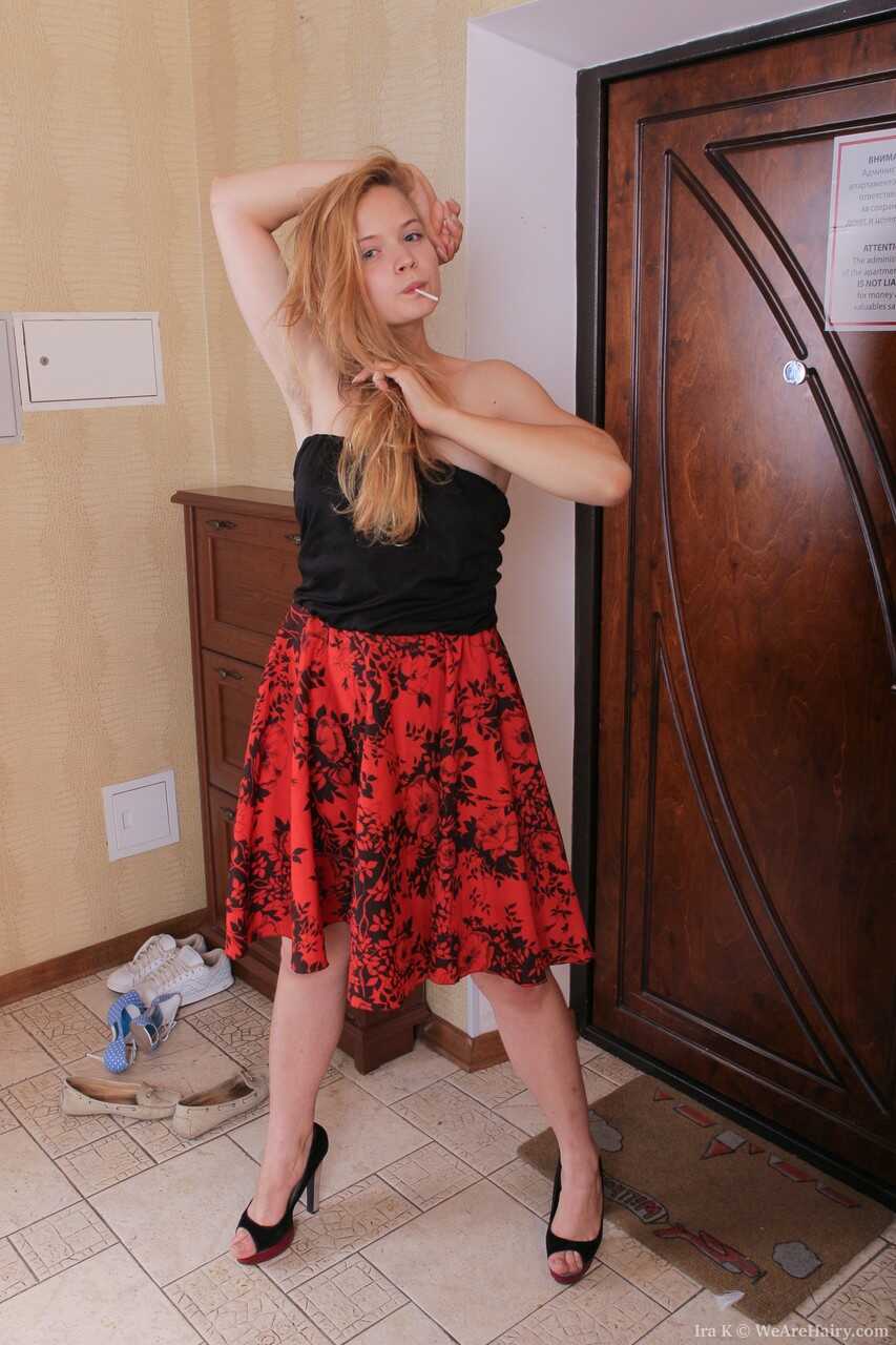 The Sultry Redhead with a Fuzzy Snatch: Ira K's Intriguing Hairy Pink Pussy - Ira K