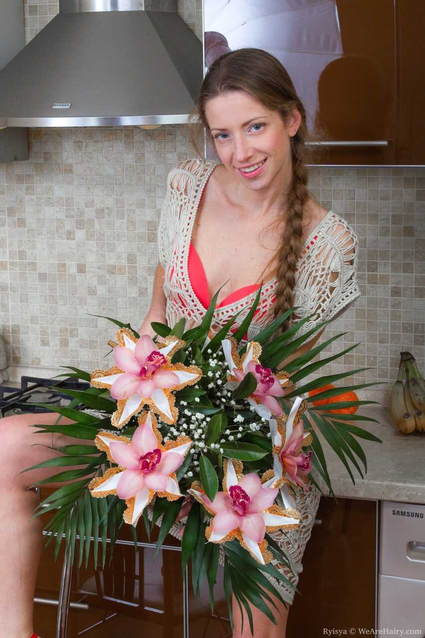 Skinny Ryisya in the kitchen with a hairy twat- Hairy teen pussy of Ryisya - Ryisya