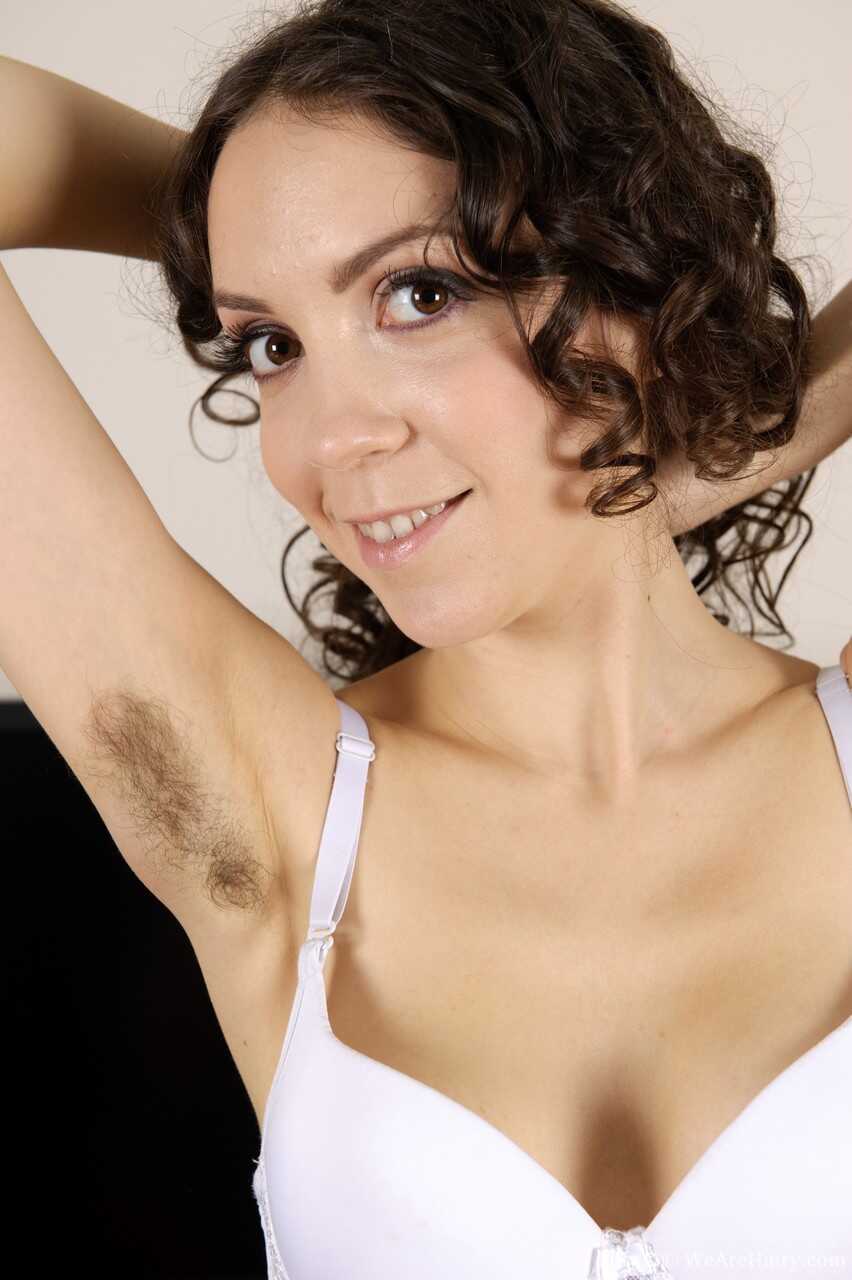 Curly-Haired Lily C Proudly Shows Off Her Hairy Armpits and Pussy in the Office - Lilly C