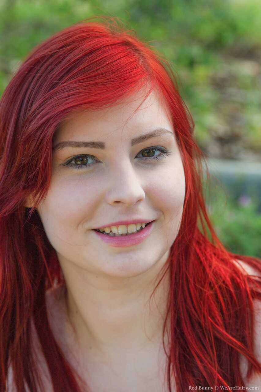 Cute redhead with big chest Red Bunny shows her hairy twat outdoors :  The Curvy Hairy Amateur With the Big Chest and Hair...