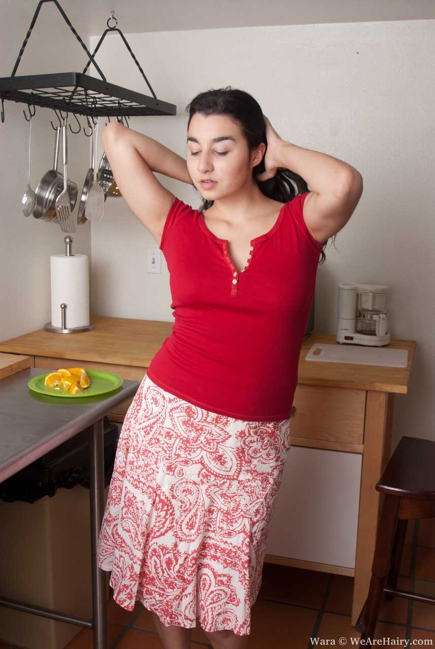 Wara's Very Hairy Pussy Slices Through an Orange While Posing Naked in Solo Action - Wara