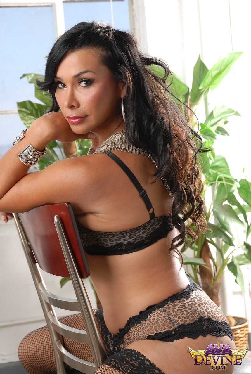 Booty MILF Ava Devine poses on the chair in sexy lingerie and stockings - Ava Devine, Vanity