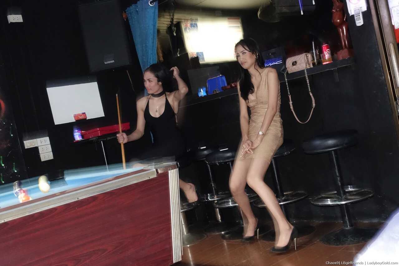 Blowjobs for the Cock-Craving Locals with Thai Shemale Whores in a Pattaya Bar - 