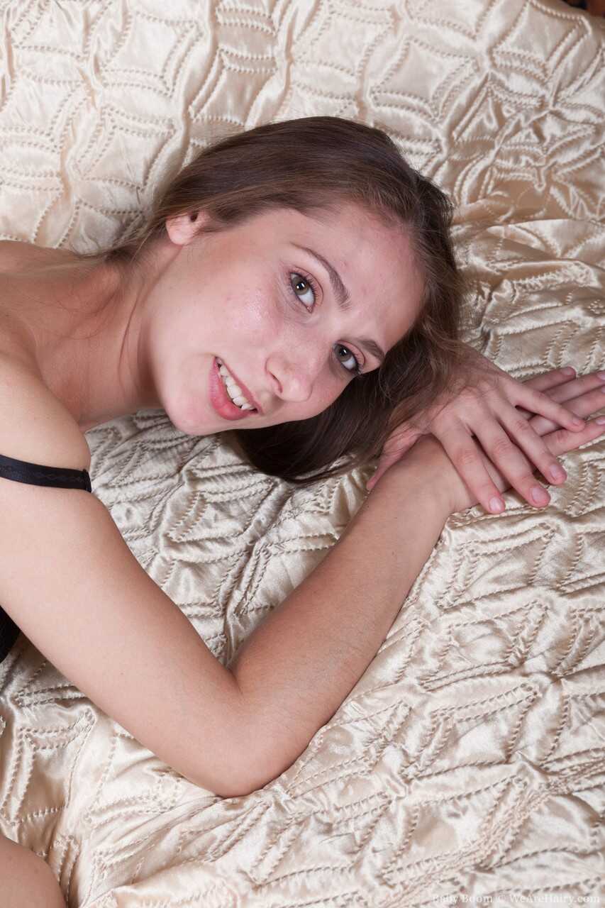 Brunette chick Baby Boom flaunts her hairy cunt in stockings and shows off her bushy pussy! - Baby Boom