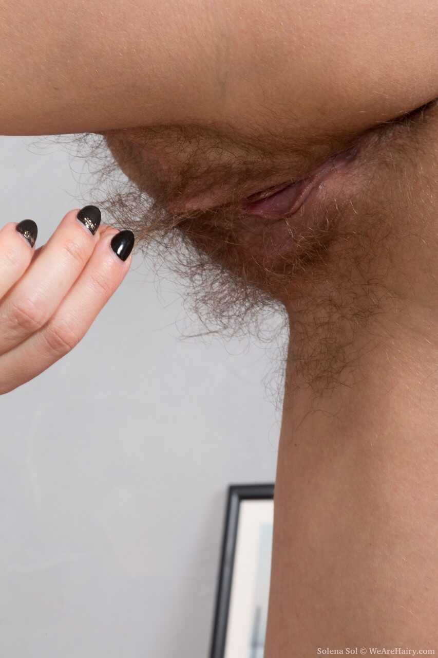 Ukrainian wife and hairy MILF Solena Sol exposes her natural pussy and masturbates passionately - Solena Sol