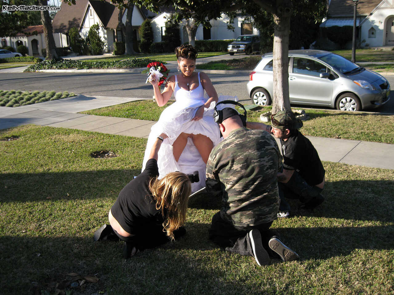 Curvy American Bride Claire Dames flashes her big tits on her wedding day with Ryan Madison - Claire Dames, Ryan Madison