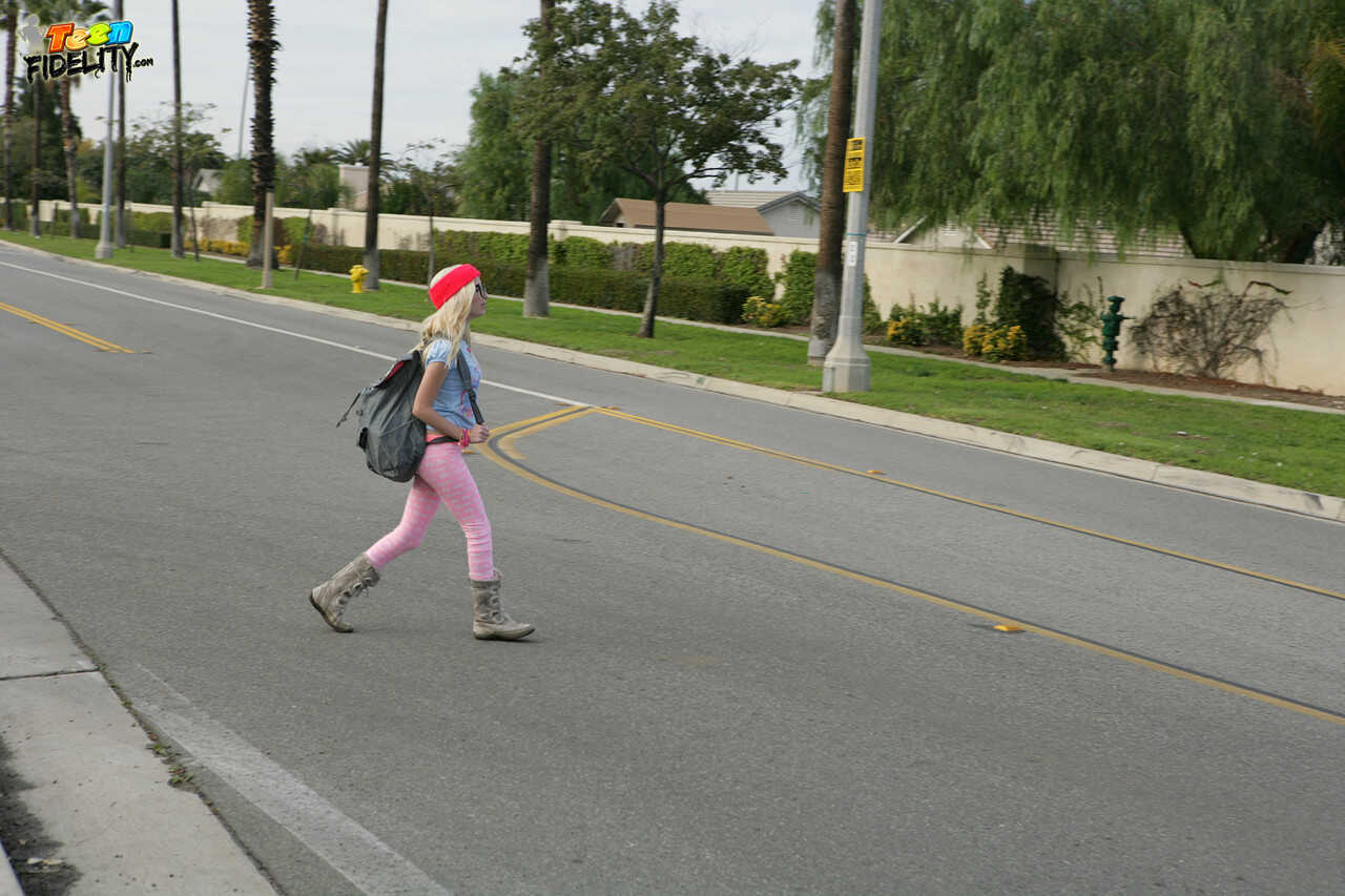 Innocent blonde schoolgirl Piper Perri gets naughty on the walk home from school. - Piper Perri